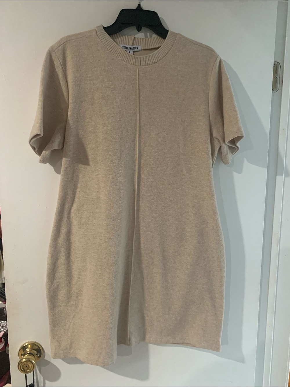 Steve Madden Beige Short Sleeve Knit Tee Dress